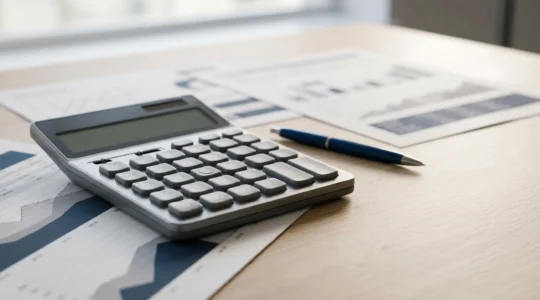 Calculatrice et documents d'assurance automobile illustrant l'analyse de l'impact financier du malus