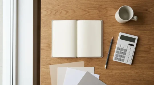 Comparaison visuelle de tarifs d'assurance avec calculatrice et documents financiers