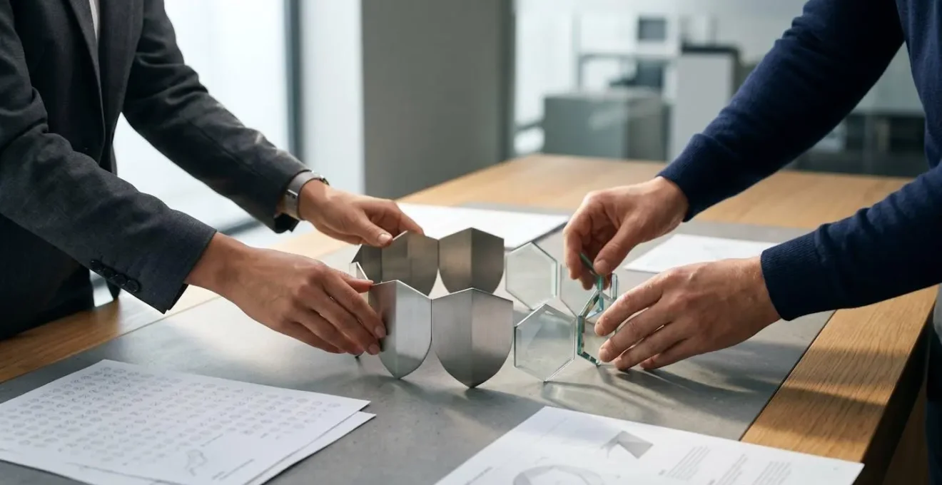 Professionnel examinant un dispositif de protection collective en entreprise