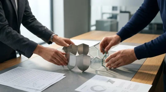 Professionnel examinant un dispositif de protection collective en entreprise