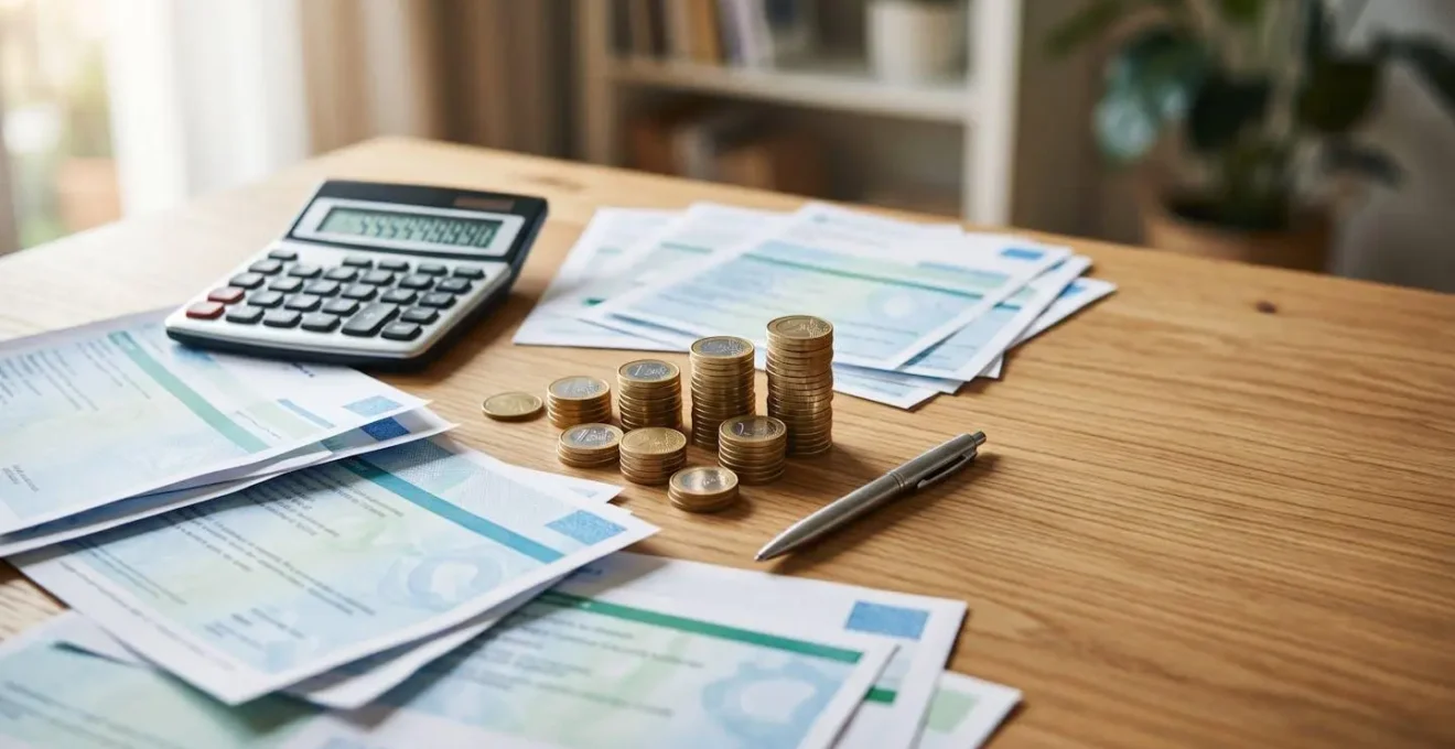 Illustration editoriale montrant le concept de remboursement sante et calcul de pourcentages BRSS