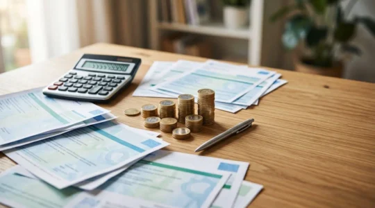 Illustration editoriale montrant le concept de remboursement sante et calcul de pourcentages BRSS