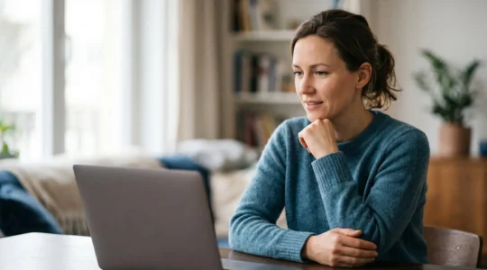 Patient consultant un médecin en vidéo depuis son domicile pour une téléconsultation remboursée